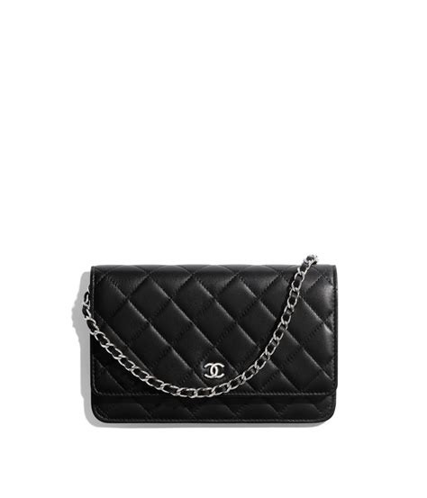 chanel lambskin wallet on chain 2010 collection black white|fashionphile Chanel lambskin wallet.